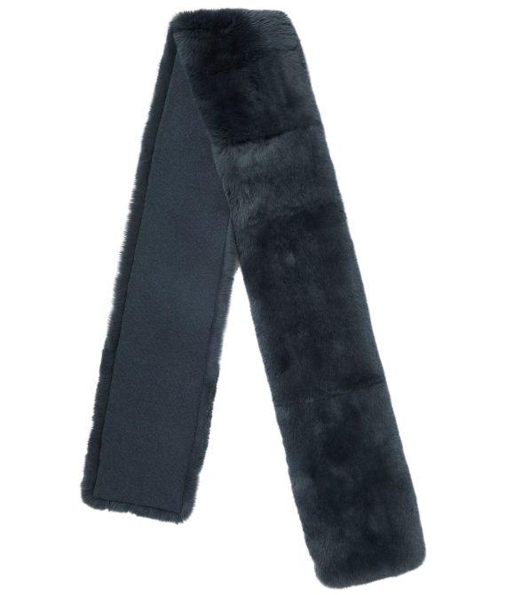 Unisex Long Fur Scarf Grigio Blue