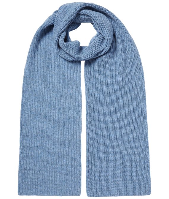 Unisex Ribbed Cashmere Scarf Faded Indigo Blue