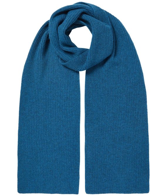 Unisex Ribbed Cashmere Scarf Lagoon Blue