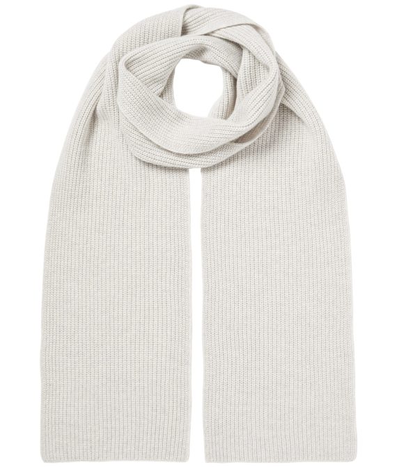 Unisex Ribbed Cashmere Scarf Pebble Grey