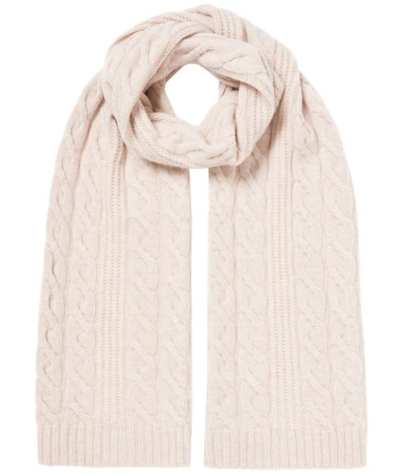 Women’s Cable Rib Cashmere Scarf Heather Beige Brown