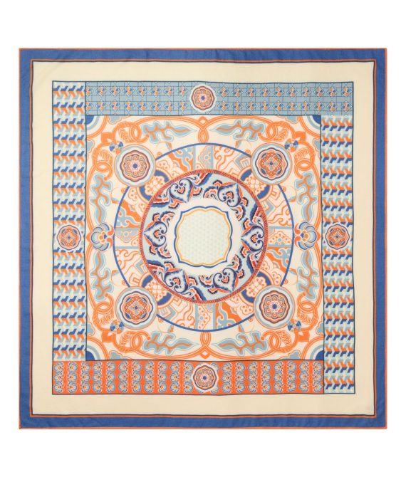 Women’s Cashmere Silk Printed Foulard Orange