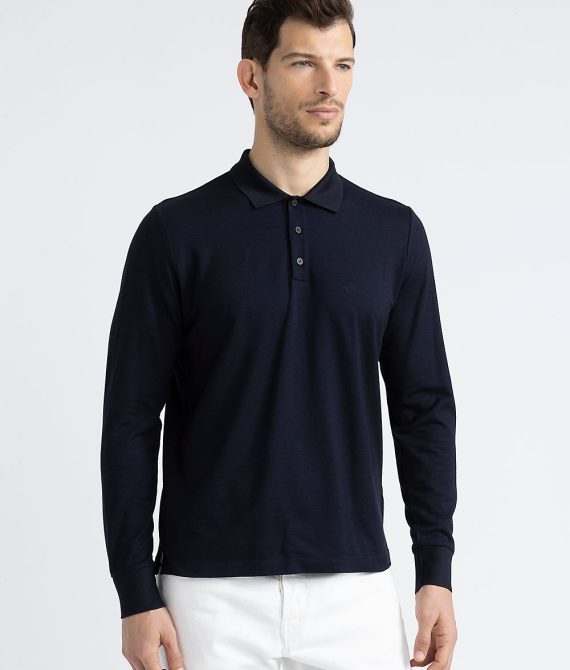 Soft cotton and tencel pique polo shirt