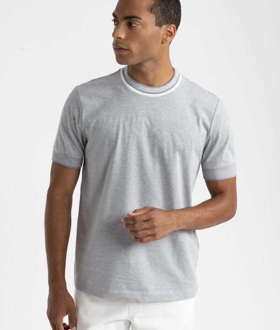 Pure cotton jersey T-shirt with knitted details