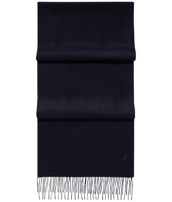 The Jockey Club Woven Cashmere Scarf Navy Blue