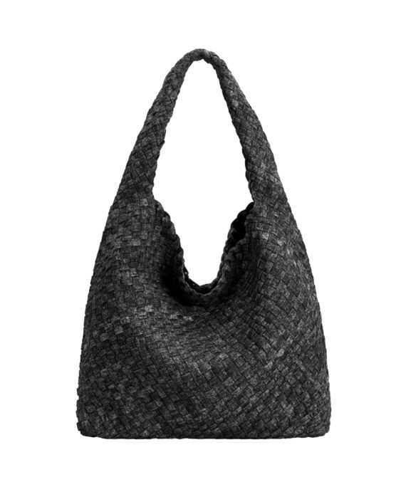 Johanna Black Denim Large Shoulder Bag